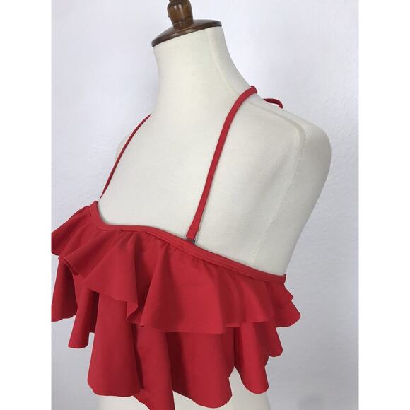 Cocoship Swim Ruffled High Waist Floral Bikini Set Swimsuit - Picture 3 of 10